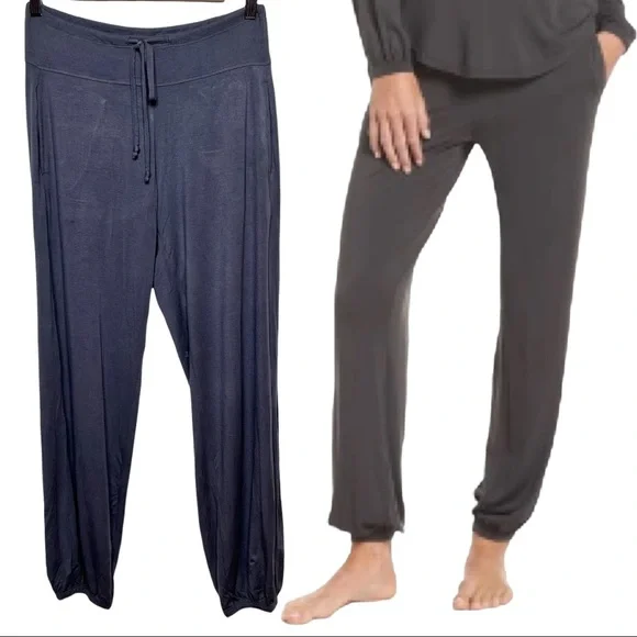 Barefoot Dreams Luxe Milk Jersey Namaste Lounge Pajama Set Size Small Carbon - Picture 3 of 13